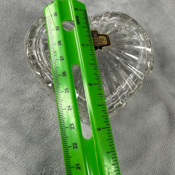 Heart-Shaped Crystal Zajecar 24% Lead Glass Trinket Box Made In Yugoslavia - Picture 8 of 16